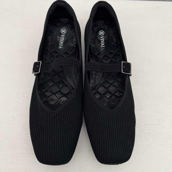 Vivaia Margot Square Toe Mary Jane Black Comfort Flat Shoes Size 43 - Picture 3 of 14